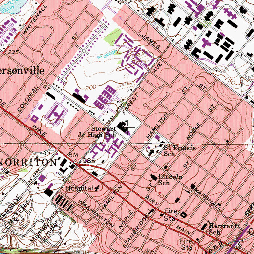 Topographic Map of Stewart Middle School, PA