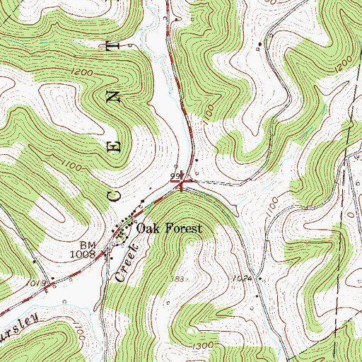 Topographic Map of Stewart Run, PA