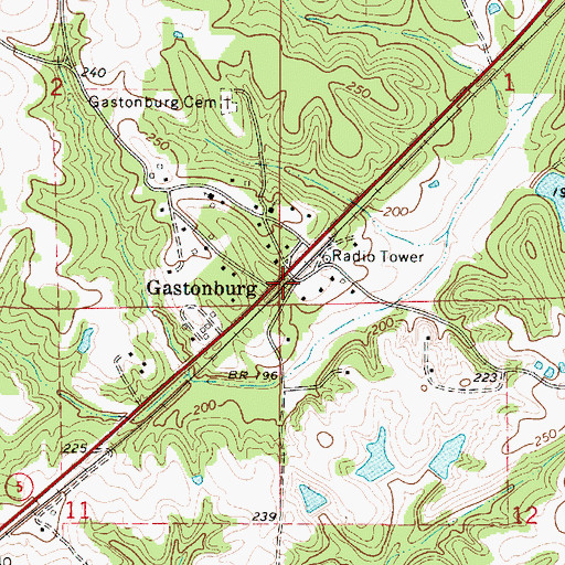 Topographic Map of Gastonburg, AL