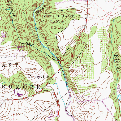 Topographic Map of Stewart Run, PA