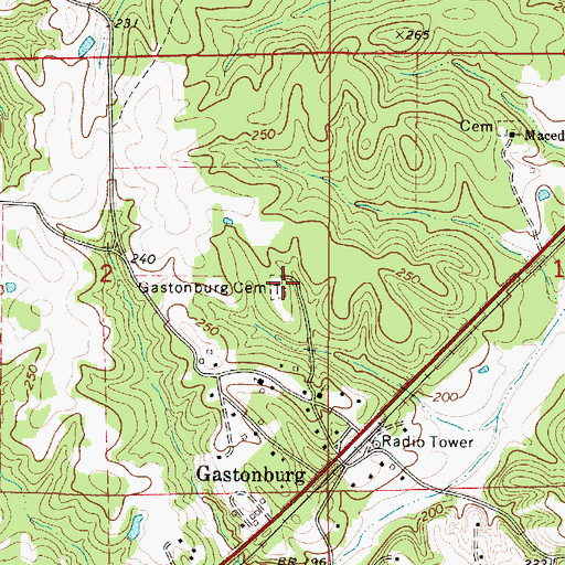 Topographic Map of Gastonburg Cemetery, AL