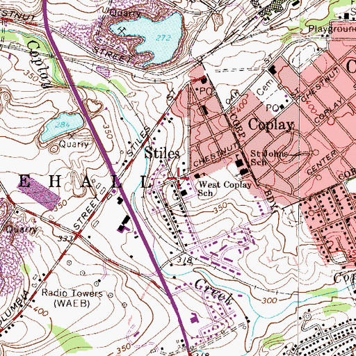 Topographic Map of Stiles, PA