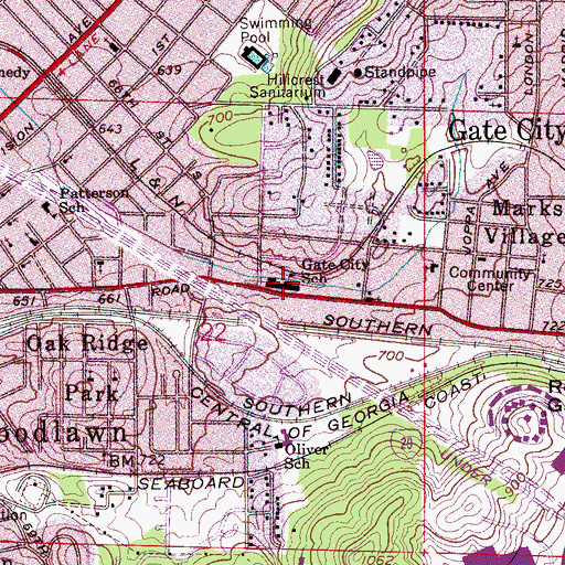 Topographic Map of Gate City Elementary School, AL