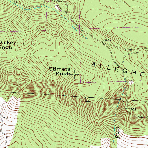Topographic Map of Stimets Knob, PA