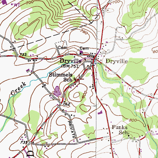 Topographic Map of Stimmels School, PA