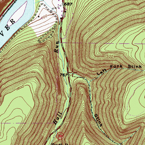 Topographic Map of Stink Hollow, PA