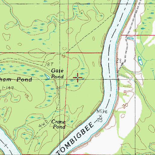Topographic Map of Gate Pond, AL