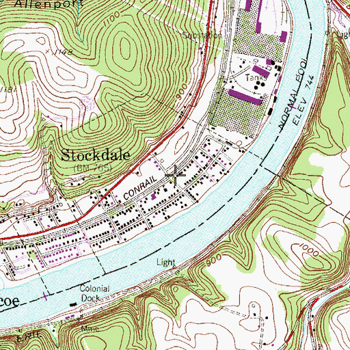 Topographic Map of Stockdale, PA