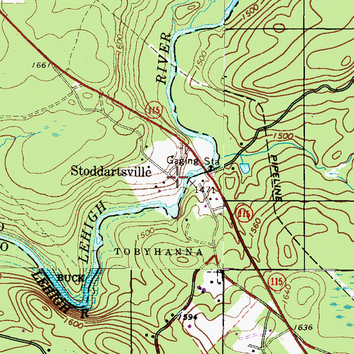 Topographic Map of Stoddartsville, PA