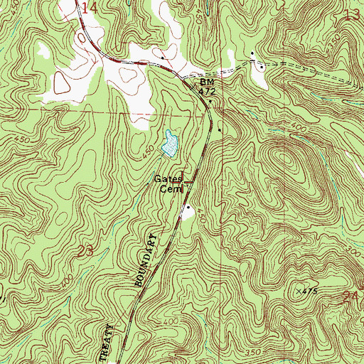 Topographic Map of Gates Cemetery, AL