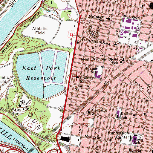 Topographic Map of Stokley School, PA