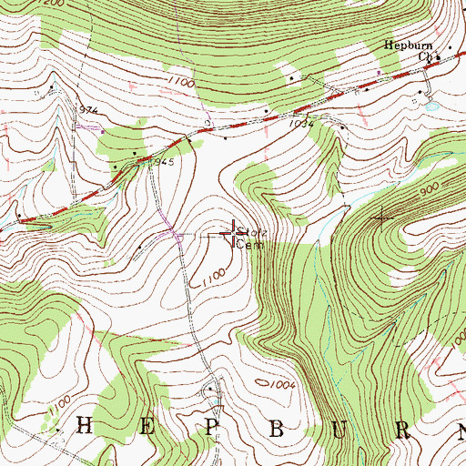 Topographic Map of Stolz Cemetery, PA