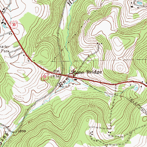 Topographic Map of Stone Bridge, PA