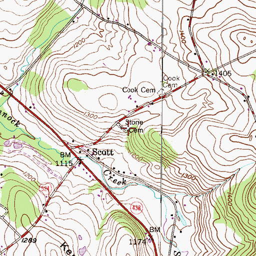 Topographic Map of Stone Cemetery, PA