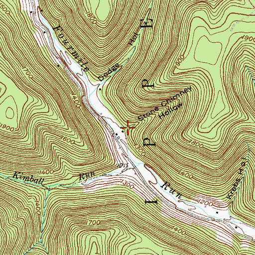 Topographic Map of Stone Chimney Hollow, PA