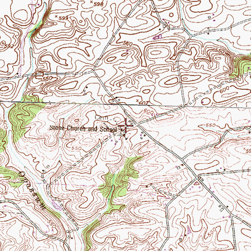 Topographic Map of Stone Church, PA