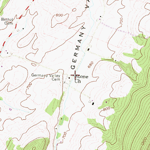 Topographic Map of Stone Church, PA