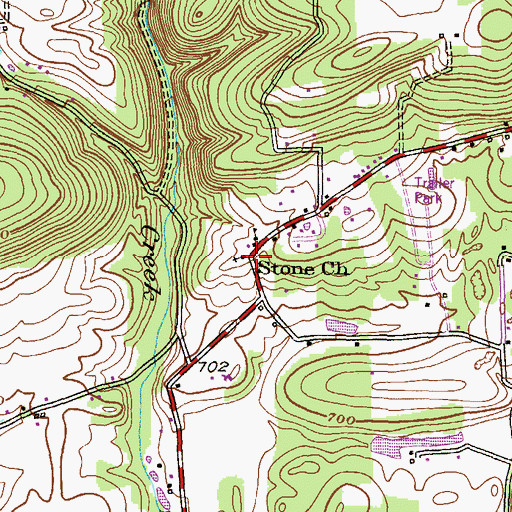 Topographic Map of Stone Church, PA