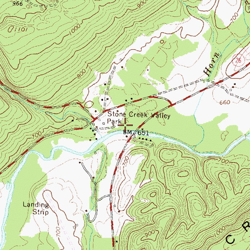 Topographic Map of Stone Creek Valley Park, PA