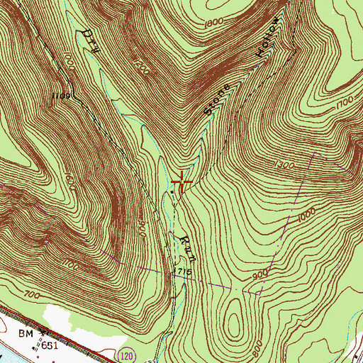 Topographic Map of Stone Hollow, PA