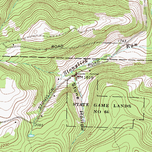 Topographic Map of Stone Hollow, PA
