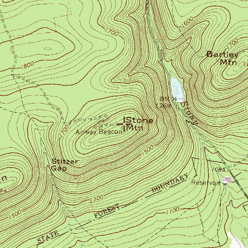 Topographic Map of Stone Mountain, PA