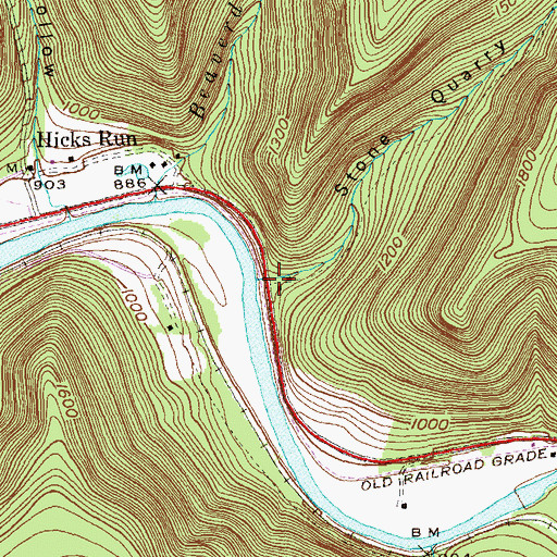 Topographic Map of Stone Quarry Hollow, PA