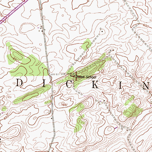 Topographic Map of Stone School, PA
