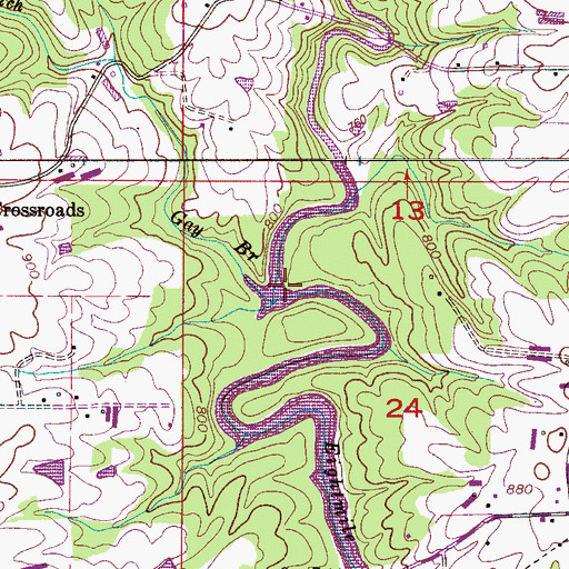 Topographic Map of Gay Branch, AL