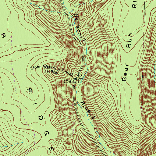 Topographic Map of Stone Watering Trough Hollow, PA