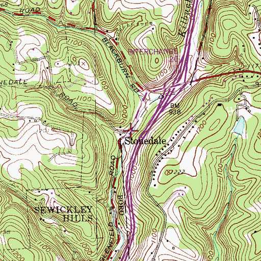 Topographic Map of Stonedale, PA