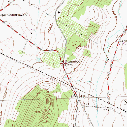 Topographic Map of Stonerook Cemetery, PA