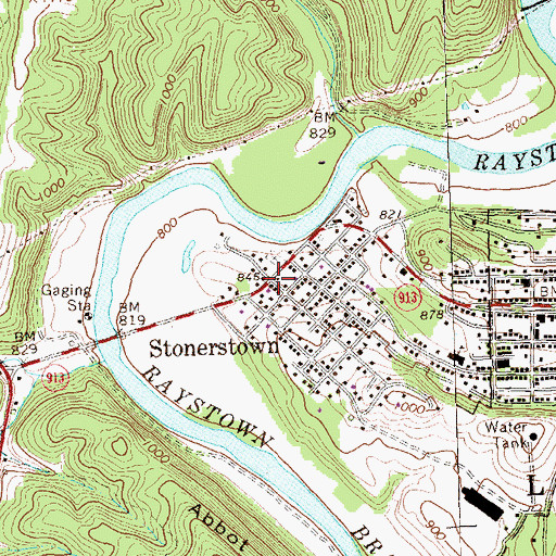 Topographic Map of Stonerstown, PA