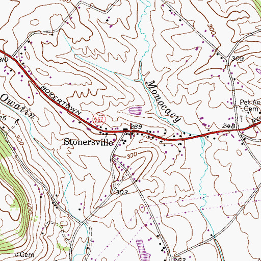 Topographic Map of Stonersville, PA