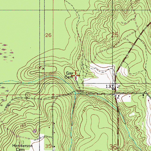 Topographic Map of Gay Cemetery, AL