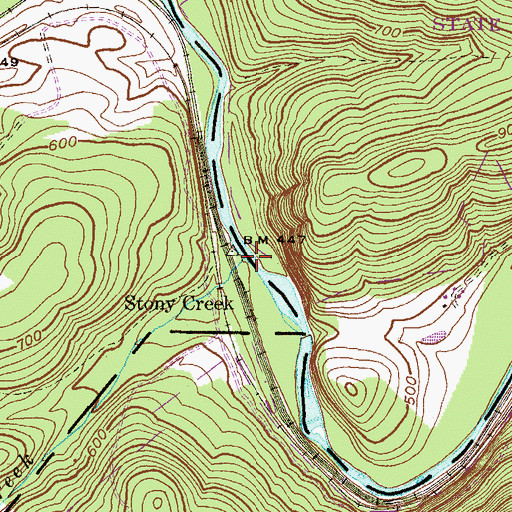 Topographic Map of Stony Creek, PA