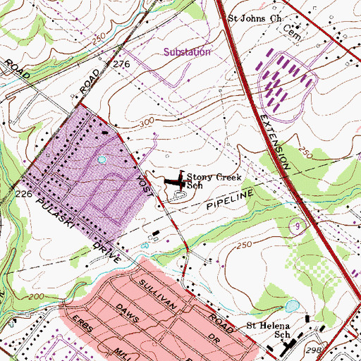 Topographic Map of Stony Creek School, PA