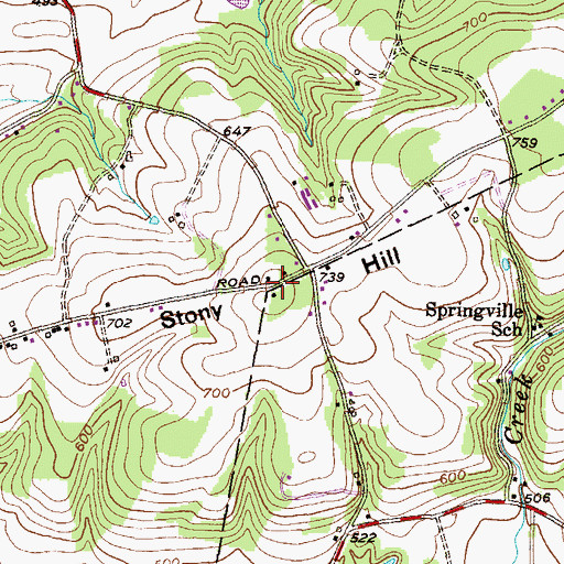 Topographic Map of Stony Hill, PA