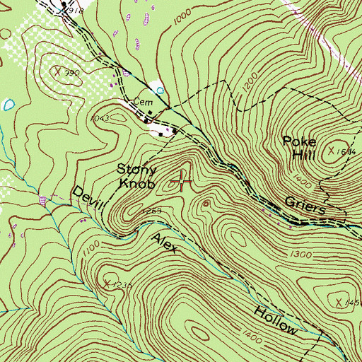 Topographic Map of Stony Knob, PA