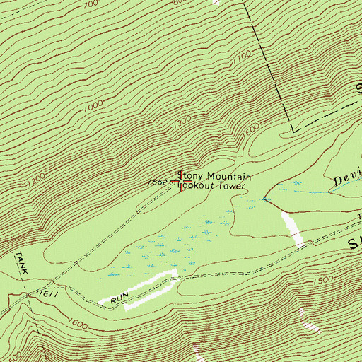 Topographic Map of Stony Mountain Lookout Tower, PA