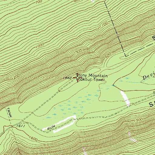 Topographic Map of Stony Mountain Lookout Tower, PA