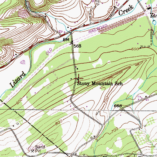 Topographic Map of Stony Mountain School, PA