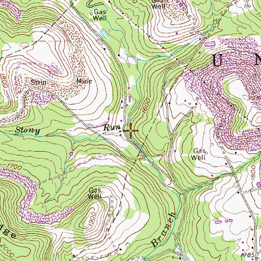 Topographic Map of Stony Run, PA