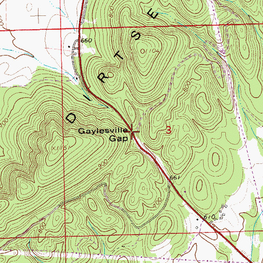Topographic Map of Gaylesville Gap, AL