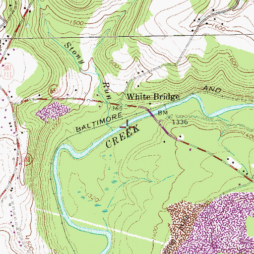 Topographic Map of Stony Run, PA