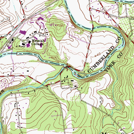Topographic Map of Stony Run, PA