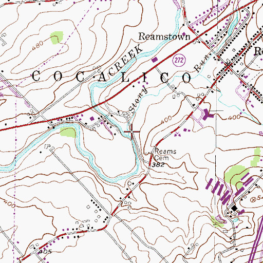 Topographic Map of Stony Run, PA