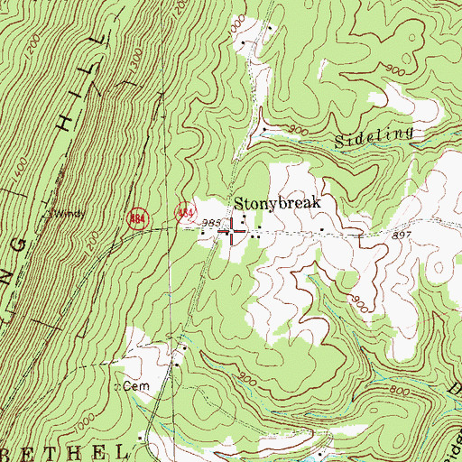 Topographic Map of Stonybreak, PA
