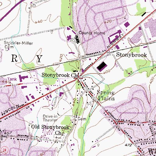 Topographic Map of Stonybrook Church, PA