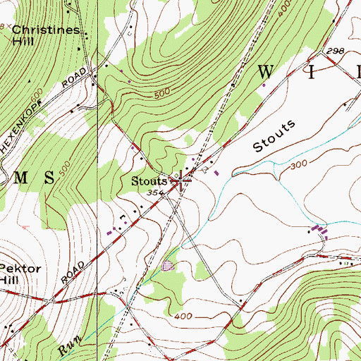 Topographic Map of Stouts, PA